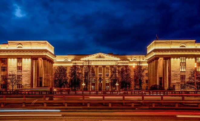 Архитектурная подсветка здания МАДИ