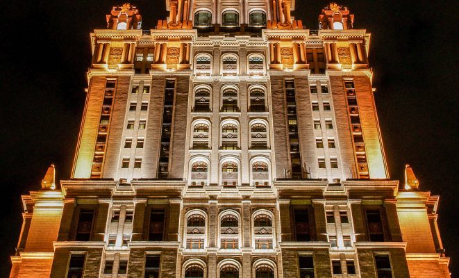 Архитектурно-художественная подсветка гостиницы Radisson Украина, г. Москва