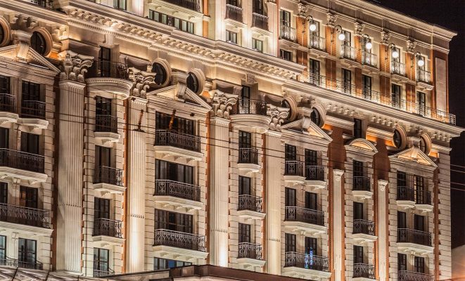 Архитектурно-художественная подсветка отеля Ritz-Carlton, г. Москва