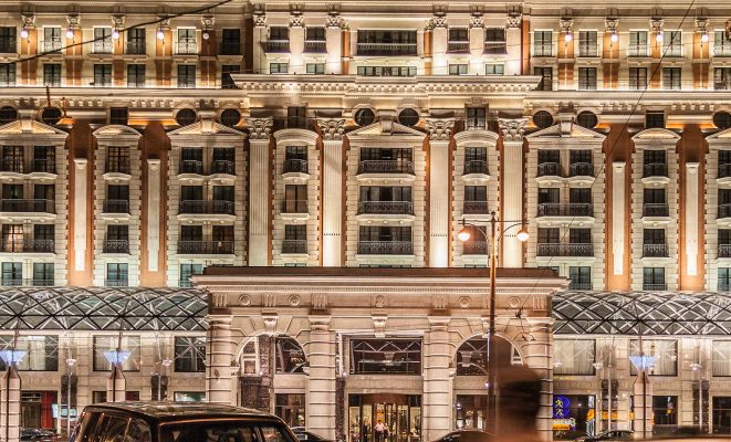 Архитектурно-художественная подсветка отеля Ritz-Carlton, г. Москва