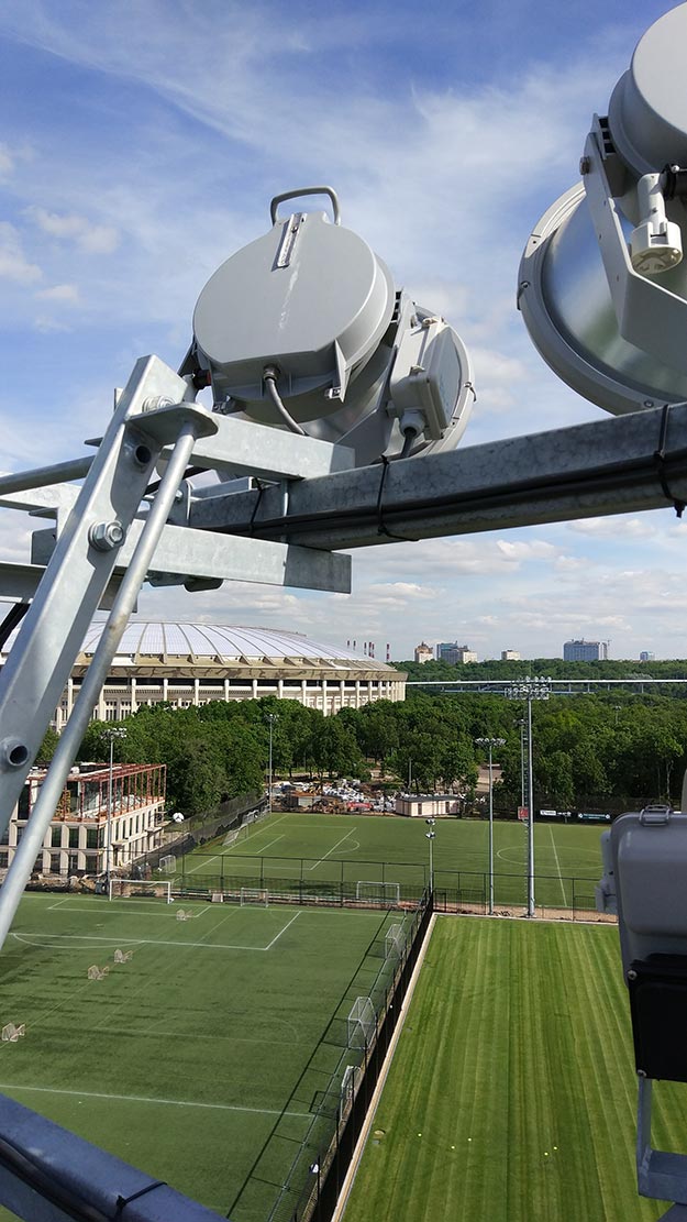 Освещение футбольного поля №8 спорткомплекса Лужники, г. Москва