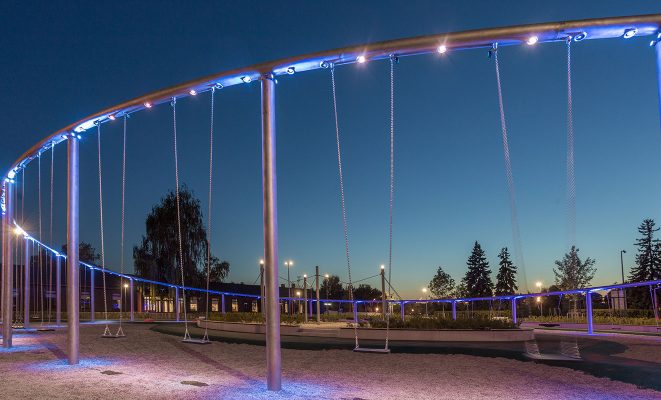 Архитектурное освещение игрового комплекса «Мега-качели», г. Москва, Парк культуры и отдыха им. Горького