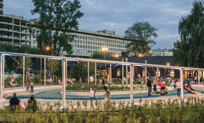 Архитектурное освещение игрового комплекса «Мега-качели», г. Москва, Парк культуры и отдыха им. Горького
