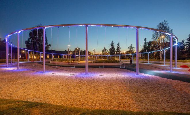 Архитектурное освещение игрового комплекса «Мега-качели», г. Москва, Парк культуры и отдыха им. Горького