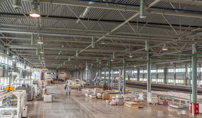 Освещение завода керамических плит LaminamRus, Калужская область, индустриальный парк Ворсино