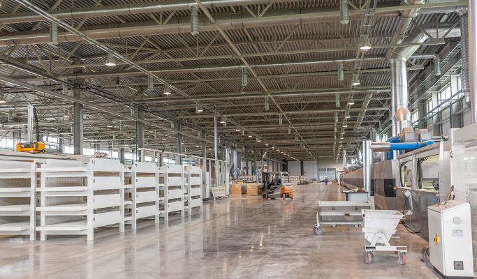 Освещение завода керамических плит LaminamRus, Калужская область, индустриальный парк Ворсино