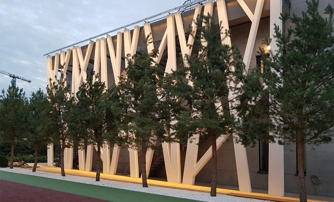 Освещение фасада «Хорошколы» — Хорошевской прогимназии