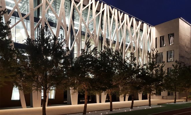 Освещение фасада «Хорошколы» — Хорошевской прогимназии