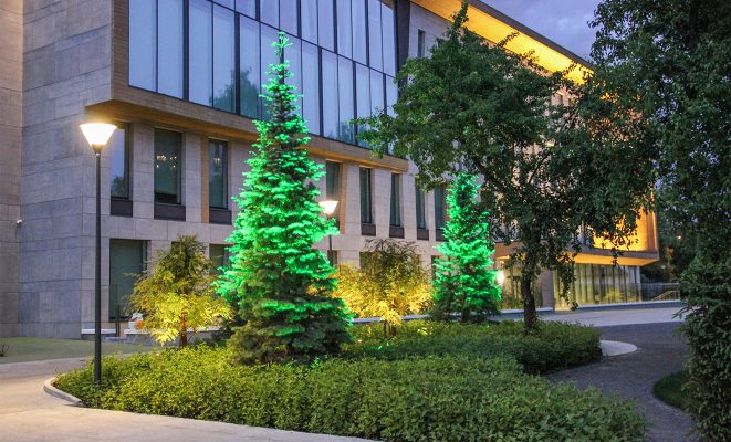 Освещение фасада «Хорошколы» — Хорошевской прогимназии