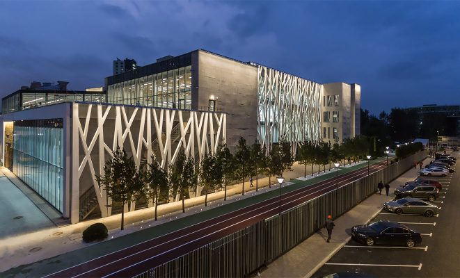 Освещение фасада «Хорошколы» — Хорошевской прогимназии