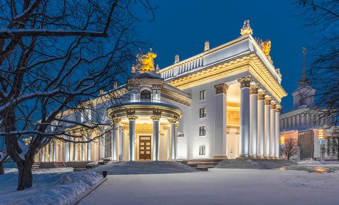 Архитектурное освещение Павильона № 71 «Атомная энергия» на ВДНХ