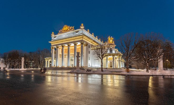 Архитектурное освещение Павильона № 71 «Атомная энергия» на ВДНХ